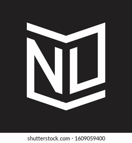 NU Logo Emblem Monogram With Shield Style Design Template Isolated On Black Background