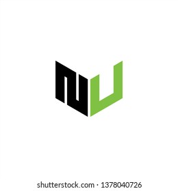 NU Logo Letter Initial With Black and Green Colors