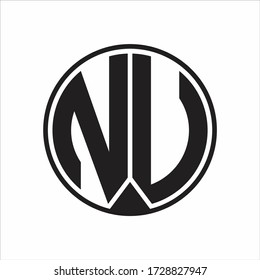 Monograma con logotipo de NU con estilo de cinta en fondo blanco