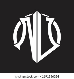 NU Logo monogram with emblem and circle rounded design template