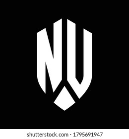 nu logo monogram with emblem shield style design template