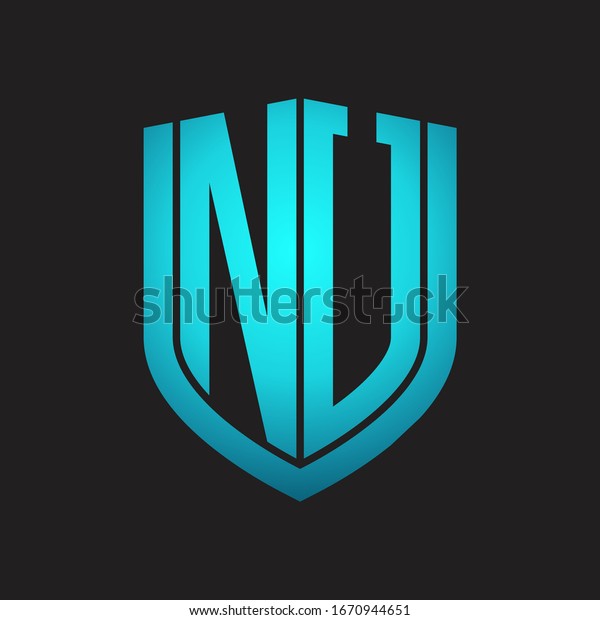 Nu Logo Monogram Emblem Shield Design Stock Vector (Royalty Free ...