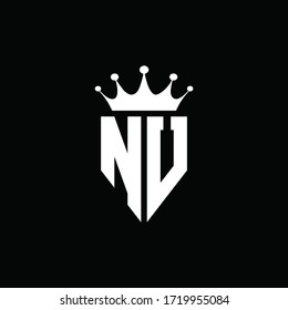 NU logo monogram emblem style with crown shape design template