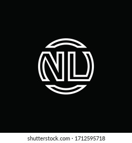 NU logo monogram with negative space circle rounded design template