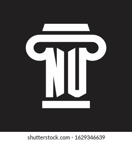 NU Logo monogram with pillar style design template