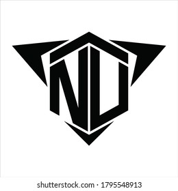 NU Logo monogram with wings arrow around design template on white background