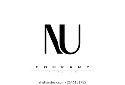 NU Modern Initials Logo Design. Branding logo with stylized initials showcasing bold design and modern aesthetic. Ideal for professional business branding or creative projects focusing on minimalistic