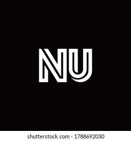 NU monogram logo with abstract line design template