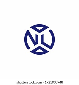 Logo de monograma NU con formas abstractas en plantilla de diseño de estilo moderno