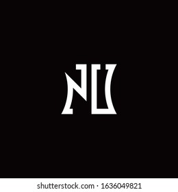 NU monogram logo with curved side style design template