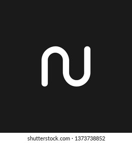 NU or N U letter alphabet logo design in vector format.