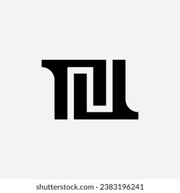 NU N U monogram letter initial based logo design template