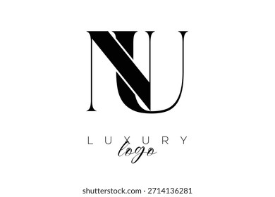 NU Serif Letter Monogramm Typografie Logo für elegante Premium-Branding-Identität