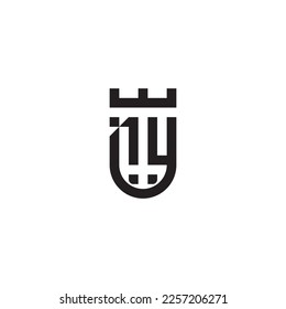 Logo retro de concepto de escudo de NU en diseño profesional de alta calidad que se imprimirá bien en cualquier medio impreso