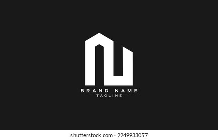 NU, UN, Abstract initial monogram letter alphabet logo design