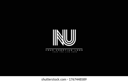 NU UN abstract vector logo monogram template