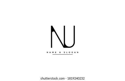 NU UN abstract vector logo monogram template