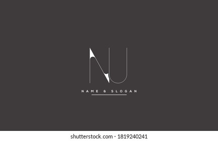 NU UN abstract vector logo monogram template