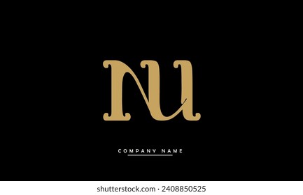 NU, UN Alphabets Letters Logo Monogram