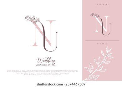 NU UN Initial Wedding Monogram Logo