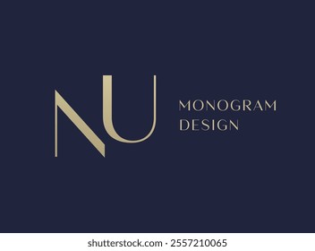 NU or UN letter logo icon design. Classic style luxury initials monogram.