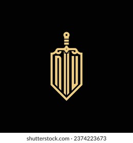 NU vintage shield and sword initial logo in high quality professional design that will print well across any print media