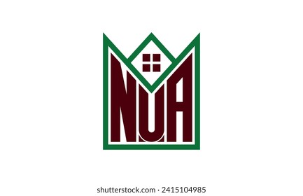 NUA initial letter real estate builders logo design vector. construction ,housing, home marker, property, building, apartment, flat, compartment, business, corporate, house rent, rental, commercial 