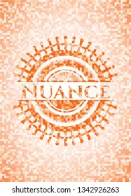 Nuance orange tile background illustration. Square geometric mosaic seamless pattern with emblem inside.