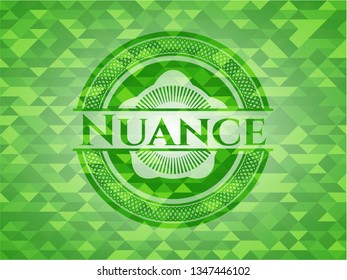 Nuance realistic green emblem. Mosaic background