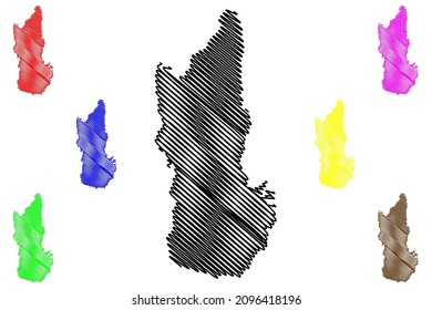 Nuapada district (Odisha State, Republic of India) map vector illustration, scribble sketch Nuapada map