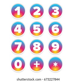 Nuber set round sticker vector