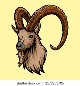 Nubian Ibek Head Animal Vector Illustration
