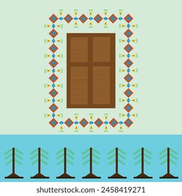 Diseño de Ilustración vectorial de ventana nubio