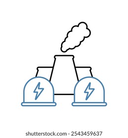 Icono de línea de concepto de energía nuclear. Ilustración de elemento simple. diseño de símbolo de contorno de concepto de energía nuclear.