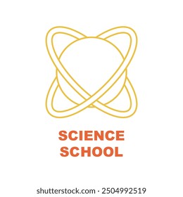 Nuclear Atom Science School Sign. Vector Illustration of Emblem Education Object. Learn University Symbol Isolated over White Background.