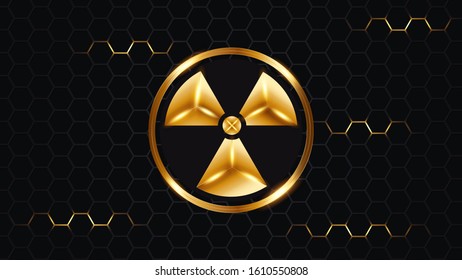 nuclear atomic bomb. black abstract luxury metal background with hexagon glitter and shiny, graphic design element decoration. For wallpaper, card, presentation, poster. Vector EPS 10.