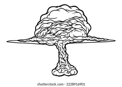 Explosión de bomba atómica nuclear - Nube de hongos - Línea de salida