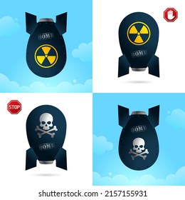 
Bombas nucleares y atómicas. estilo de dibujos animados