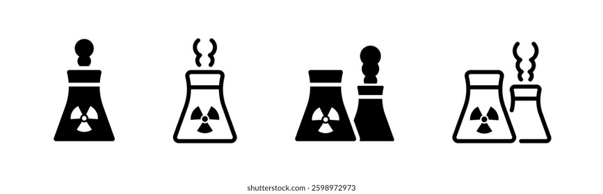 Nuclear atomic energy vector icon set. 
Icons for atomic power