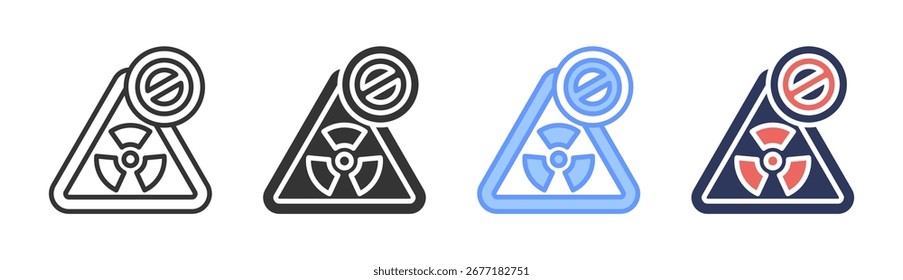 Conjunto de ícones de proibição nuclear múltipla coleção de estilos