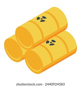 Icono de barriles nucleares vector isométrico. Refugio antibombas. Casa de seguridad