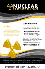 Nuclear black and yellow document template with radiation sign