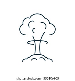 Nuclear blast isolated line icon on white background