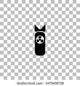 Nuclear bomb. Black flat icon on a transparent background. Pictogram for your project