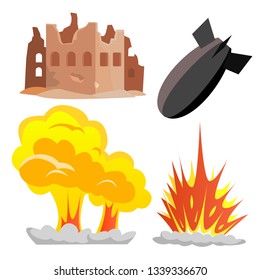 Nuclear Bomb Blast Vector. Icon. Military War Conflict. Isolated Flat Cartoon Illustration