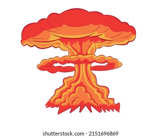 Explosión de bomba nuclear, nube de hongos. Ilustración vectorial.