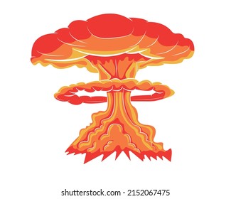 Nuclear bomb explosion, mushroom cloud. Vector illustration.