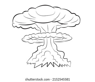 Nuclear bomb explosion, mushroom cloud. Vector illustration.