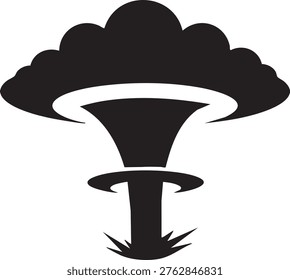 Nuclear Bomb Explosion Mushroom Cloud Silhouette Atomic Hydrogen Bomb Blast Vector