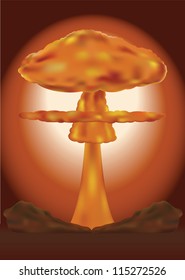 Nuclear bomb explosion. Vector illustration